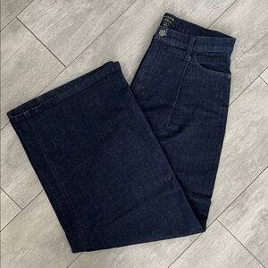 Banana Republic Women's Dark Blue Pleated Wide Leg Denim Jeans, 29/8